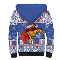 Personalized Puerto Rico Christmas Sherpa Hoodie Coqui With Red Maga Flower - Wonder Print Shop