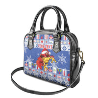 Personalized Puerto Rico Christmas Shoulder Handbag Coqui With Red Maga Flower