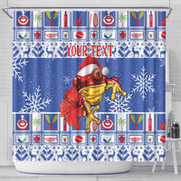 Personalized Puerto Rico Christmas Shower Curtain Coqui With Red Maga Flower