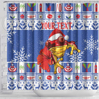 Personalized Puerto Rico Christmas Shower Curtain Coqui With Red Maga Flower