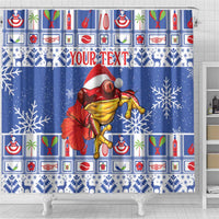Personalized Puerto Rico Christmas Shower Curtain Coqui With Red Maga Flower