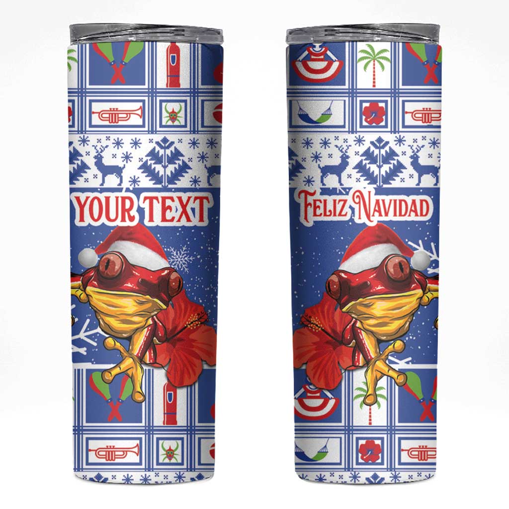 Personalized Puerto Rico Christmas Skinny Tumbler Coqui With Red Maga Flower - Wonder Print Shop