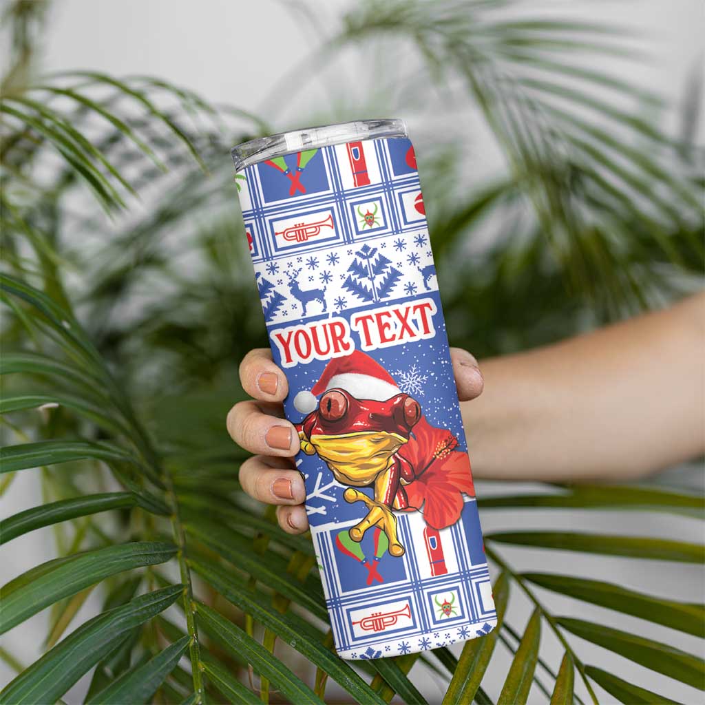 Personalized Puerto Rico Christmas Skinny Tumbler Coqui With Red Maga Flower - Wonder Print Shop