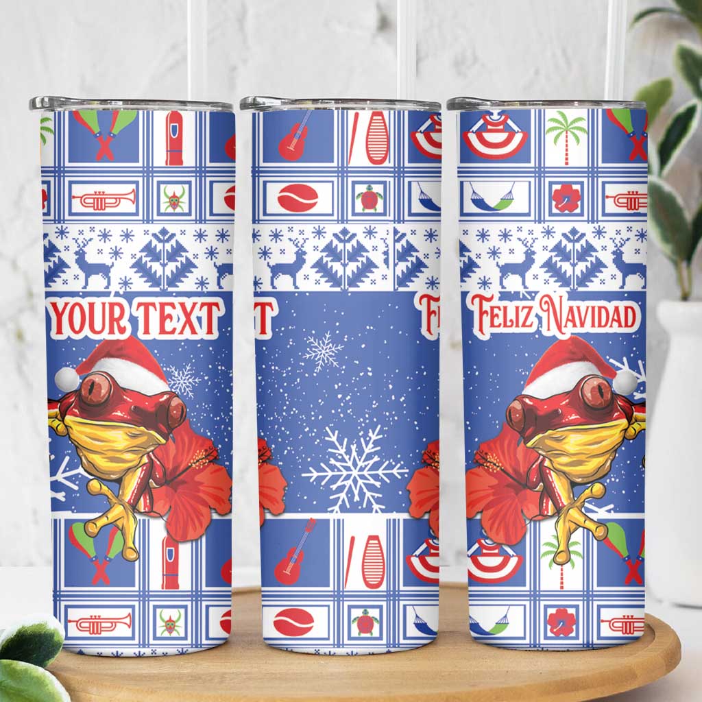 Personalized Puerto Rico Christmas Skinny Tumbler Coqui With Red Maga Flower - Wonder Print Shop