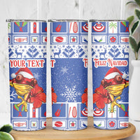 Personalized Puerto Rico Christmas Skinny Tumbler Coqui With Red Maga Flower - Wonder Print Shop