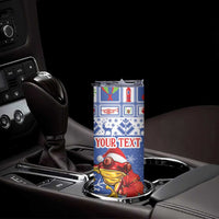 Personalized Puerto Rico Christmas Skinny Tumbler Coqui With Red Maga Flower - Wonder Print Shop