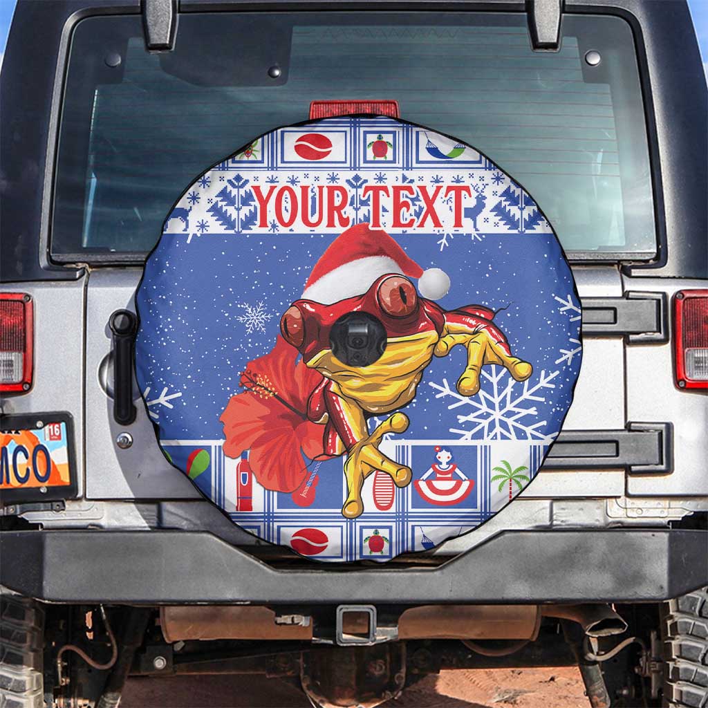 Personalized Puerto Rico Christmas Spare Tire Cover Coqui With Red Maga Flower - Wonder Print Shop