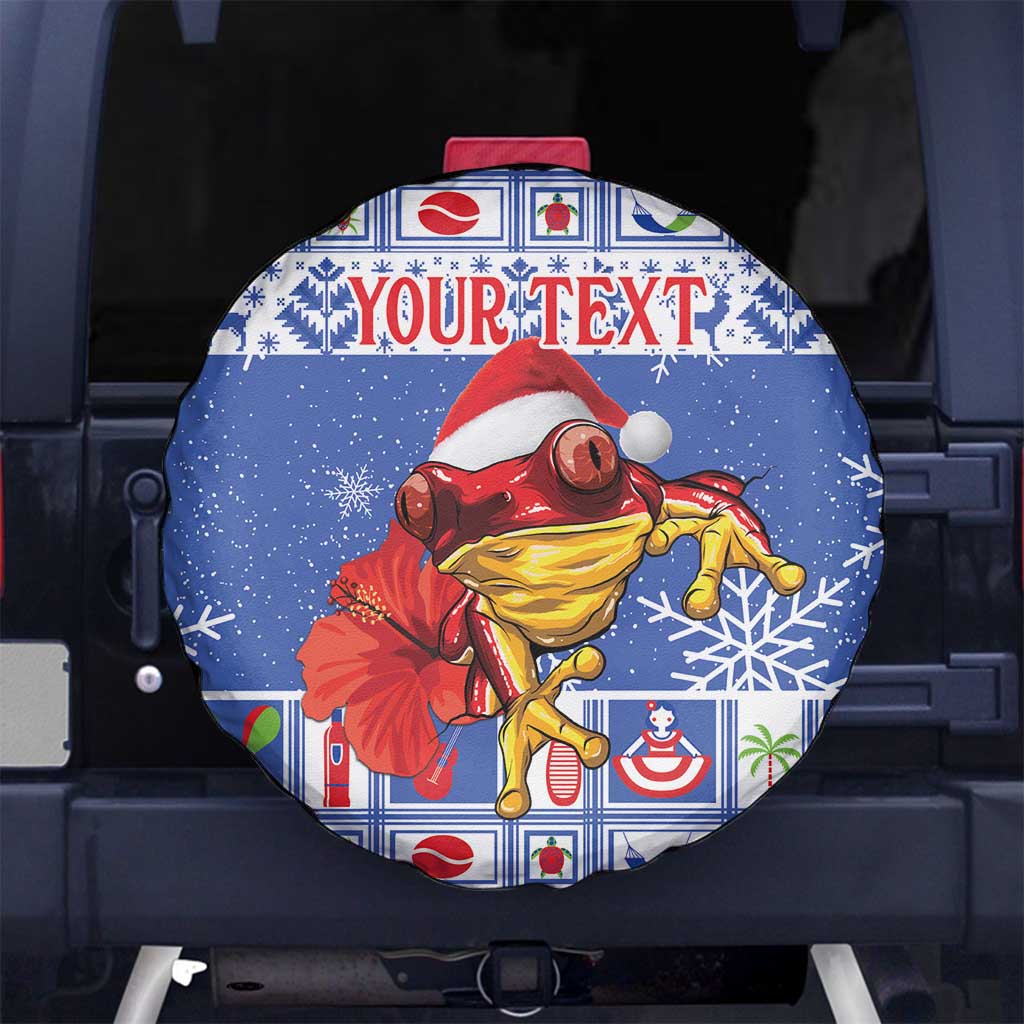 Personalized Puerto Rico Christmas Spare Tire Cover Coqui With Red Maga Flower - Wonder Print Shop