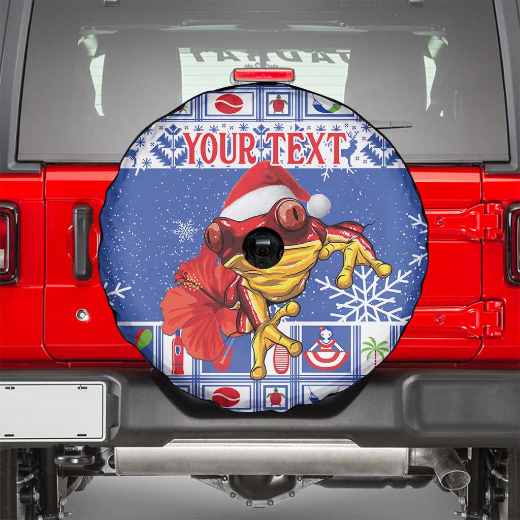 Personalized Puerto Rico Christmas Spare Tire Cover Coqui With Red Maga Flower - Wonder Print Shop