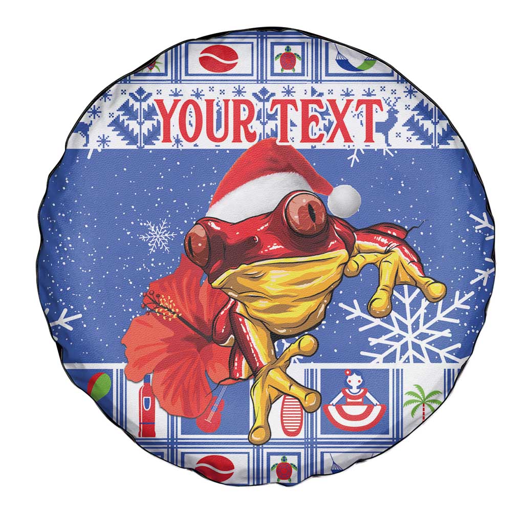 Personalized Puerto Rico Christmas Spare Tire Cover Coqui With Red Maga Flower - Wonder Print Shop