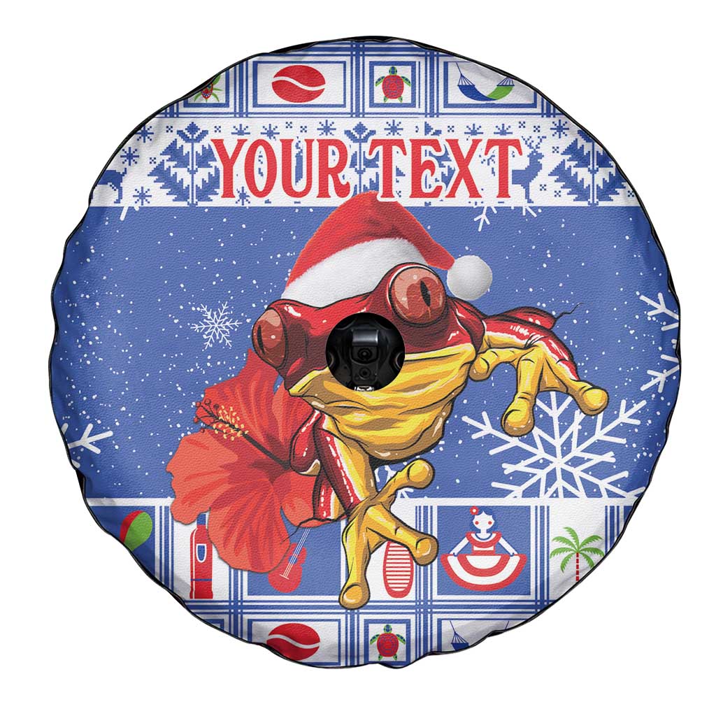 Personalized Puerto Rico Christmas Spare Tire Cover Coqui With Red Maga Flower - Wonder Print Shop