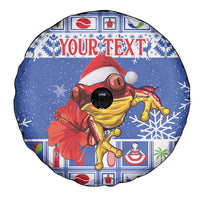 Personalized Puerto Rico Christmas Spare Tire Cover Coqui With Red Maga Flower - Wonder Print Shop