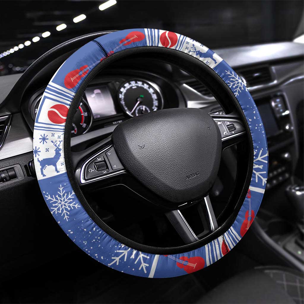 Puerto Rico Christmas Steering Wheel Cover Coqui With Red Maga Flower - Wonder Print Shop