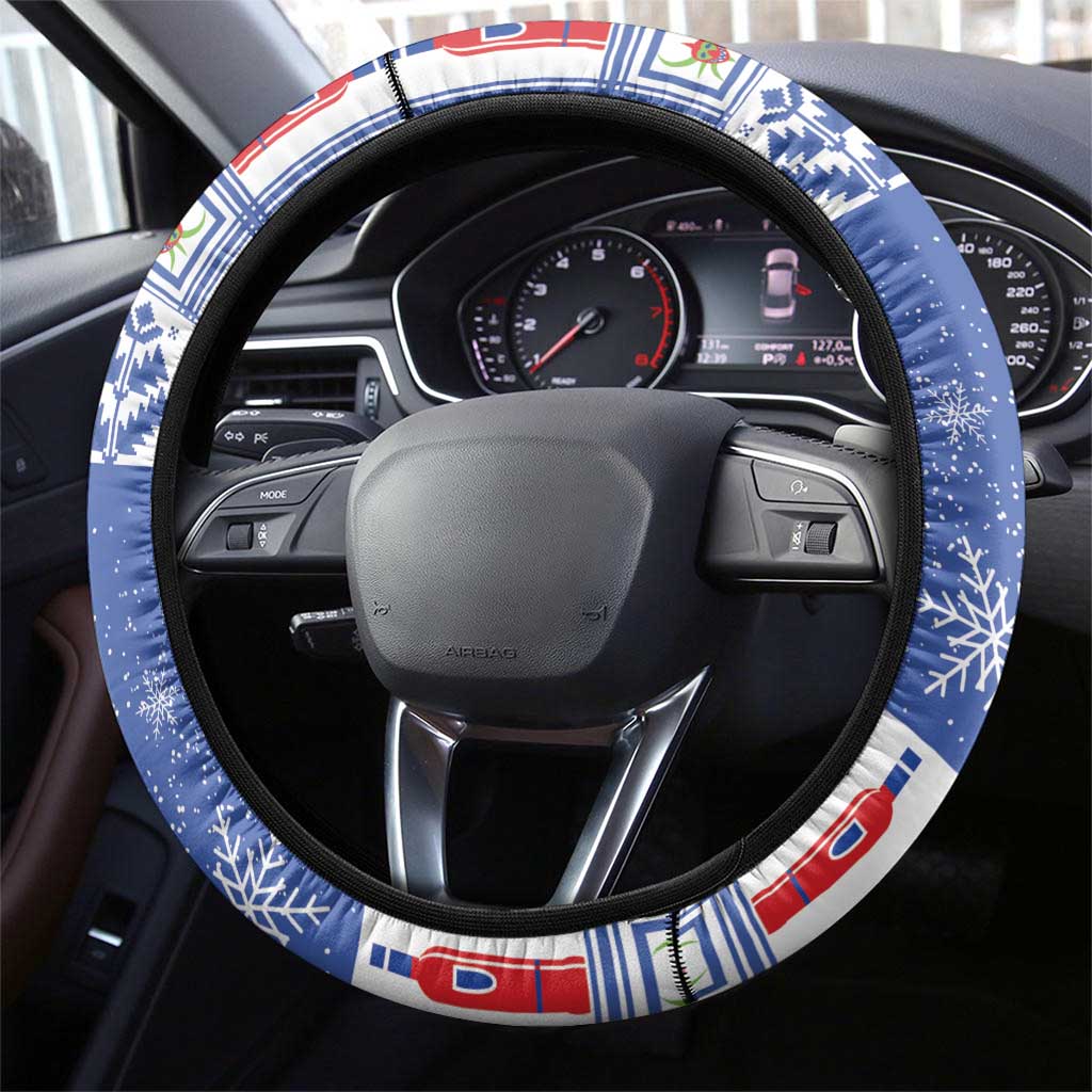 Puerto Rico Christmas Steering Wheel Cover Coqui With Red Maga Flower - Wonder Print Shop