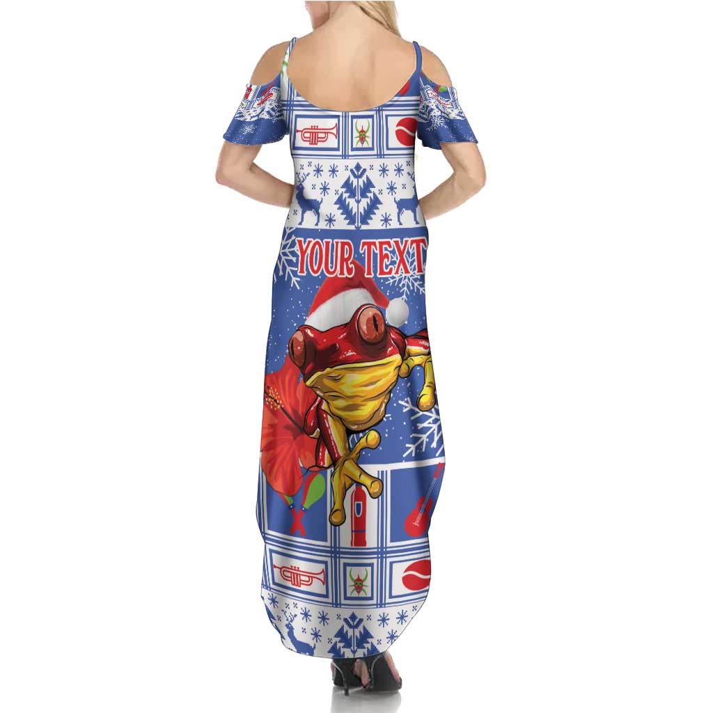 Personalized Puerto Rico Christmas Summer Maxi Dress Coqui With Red Maga Flower - Wonder Print Shop