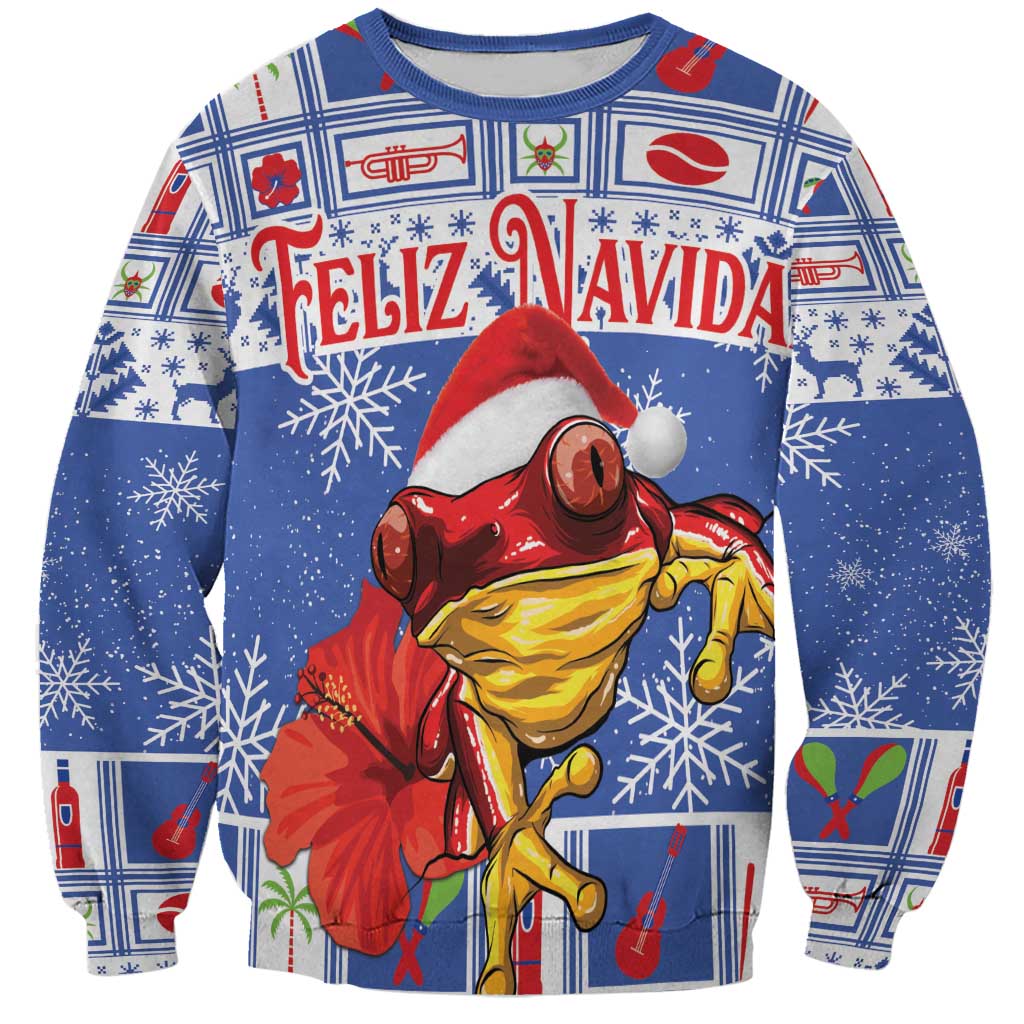 Personalized Puerto Rico Christmas Sweatshirt Coqui With Red Maga Flower - Wonder Print Shop