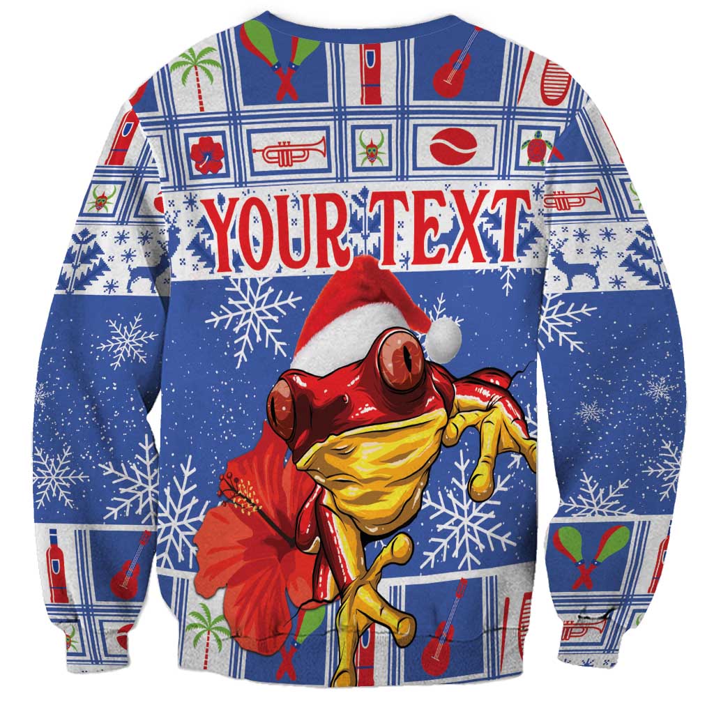 Personalized Puerto Rico Christmas Sweatshirt Coqui With Red Maga Flower - Wonder Print Shop