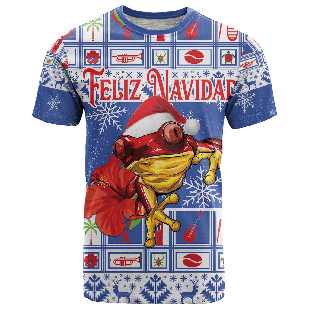 Personalized Puerto Rico Christmas T Shirt Coqui With Red Maga Flower - Wonder Print Shop