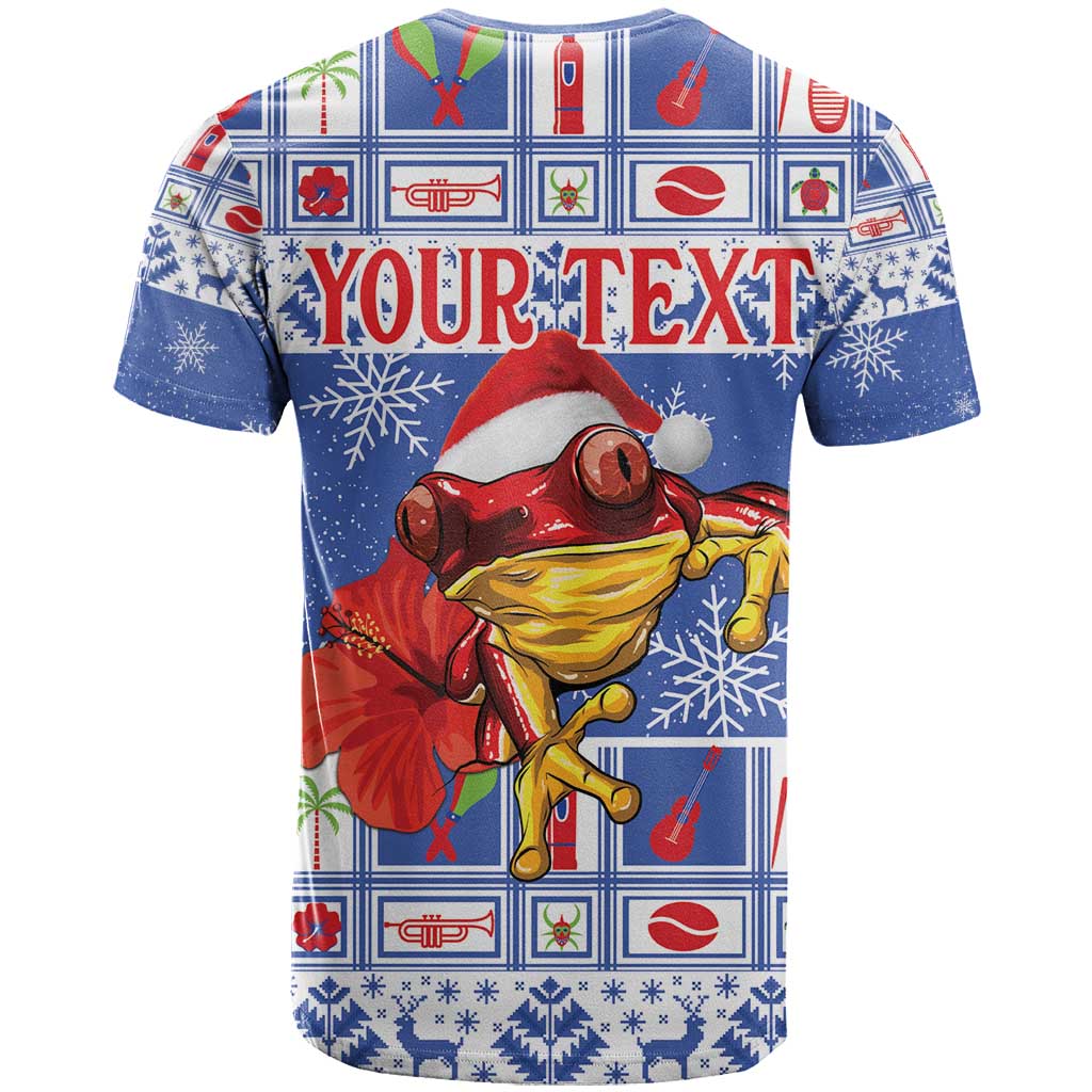 Personalized Puerto Rico Christmas T Shirt Coqui With Red Maga Flower - Wonder Print Shop