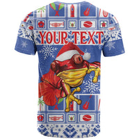 Personalized Puerto Rico Christmas T Shirt Coqui With Red Maga Flower - Wonder Print Shop