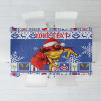 Personalized Puerto Rico Christmas Tablecloth Coqui With Red Maga Flower - Wonder Print Shop