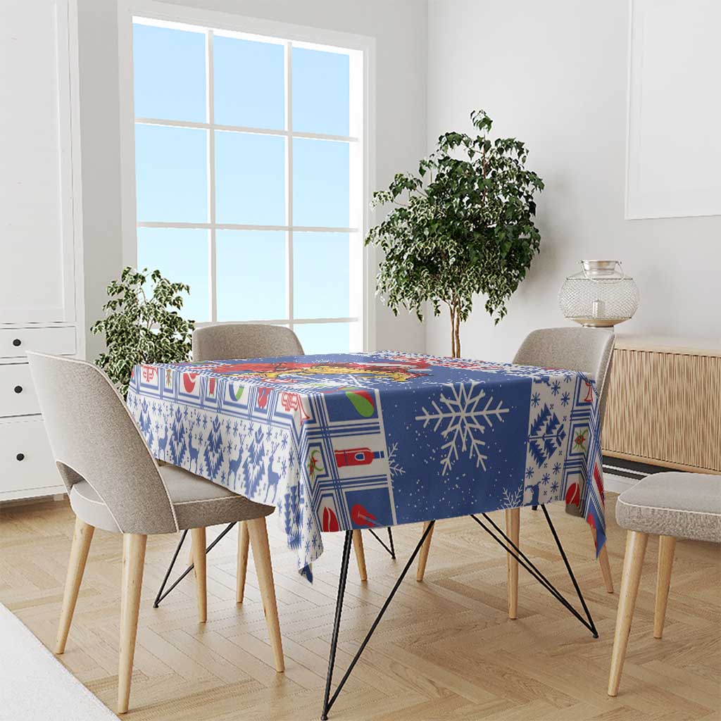 Personalized Puerto Rico Christmas Tablecloth Coqui With Red Maga Flower - Wonder Print Shop