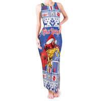 Personalized Puerto Rico Christmas Tank Maxi Dress Coqui With Red Maga Flower - Wonder Print Shop