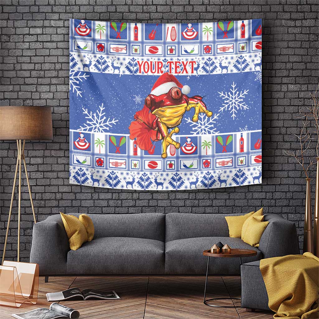 Personalized Puerto Rico Christmas Tapestry Coqui With Red Maga Flower - Wonder Print Shop