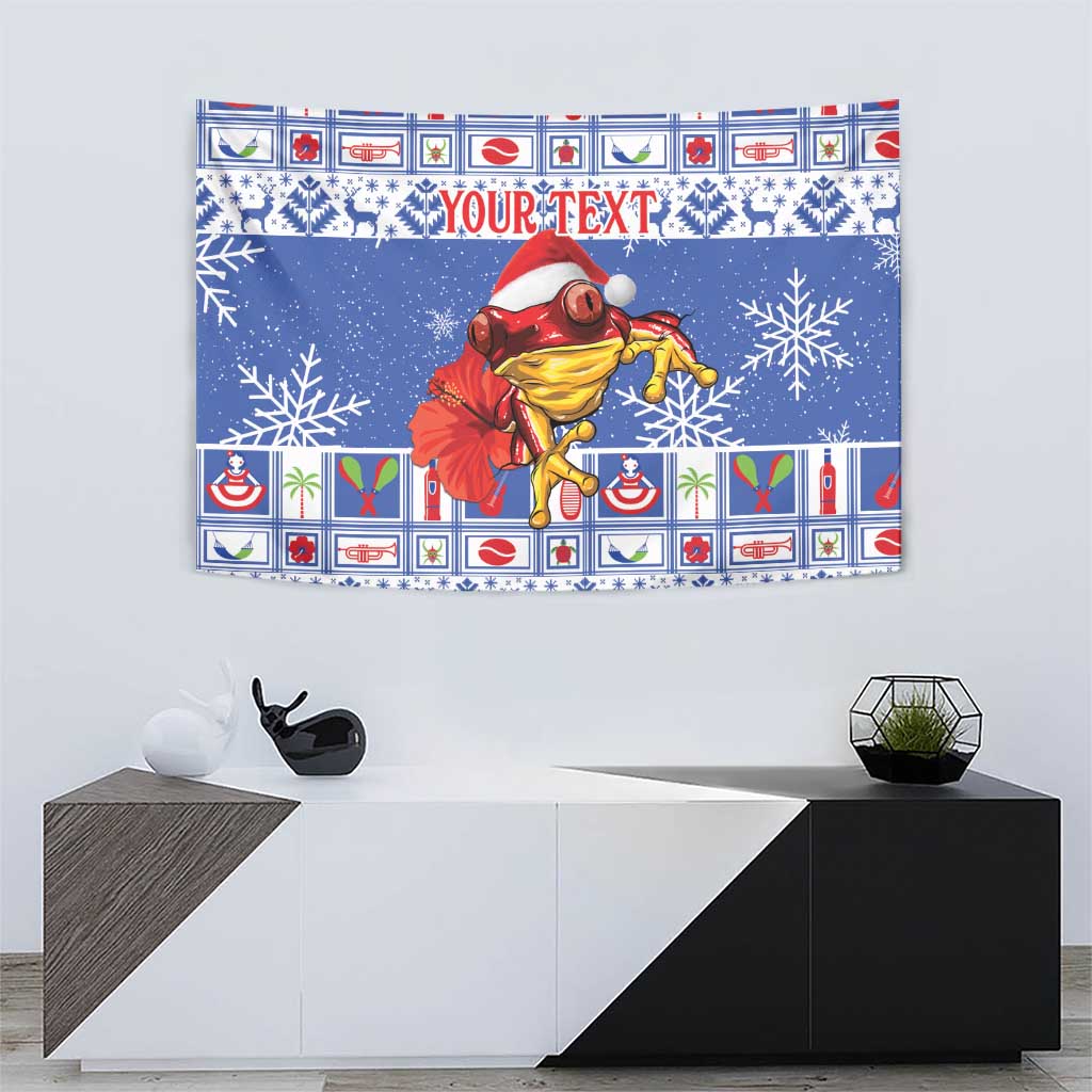 Personalized Puerto Rico Christmas Tapestry Coqui With Red Maga Flower - Wonder Print Shop