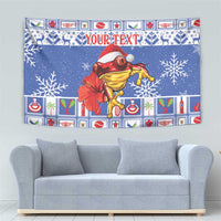 Personalized Puerto Rico Christmas Tapestry Coqui With Red Maga Flower - Wonder Print Shop