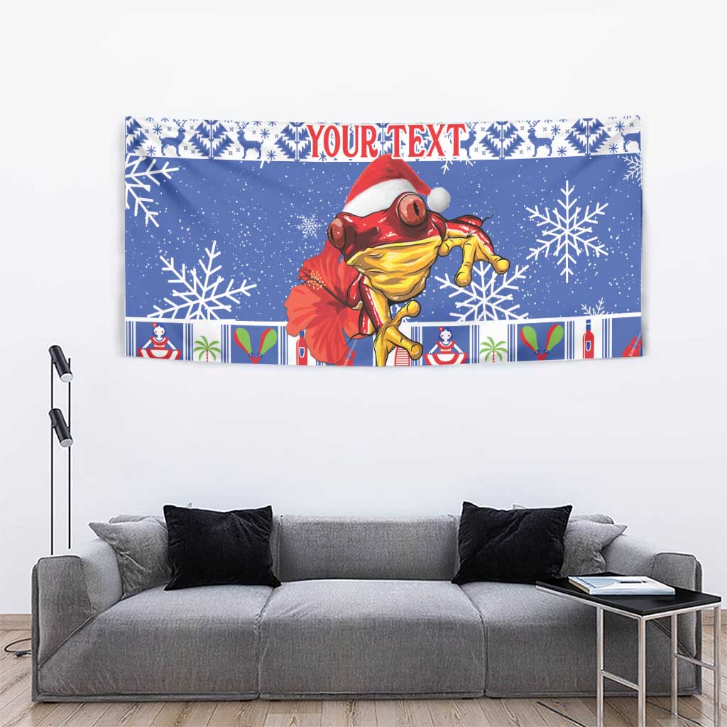 Personalized Puerto Rico Christmas Tapestry Coqui With Red Maga Flower - Wonder Print Shop