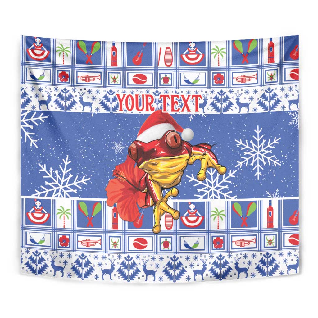 Personalized Puerto Rico Christmas Tapestry Coqui With Red Maga Flower - Wonder Print Shop
