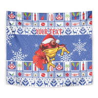 Personalized Puerto Rico Christmas Tapestry Coqui With Red Maga Flower - Wonder Print Shop