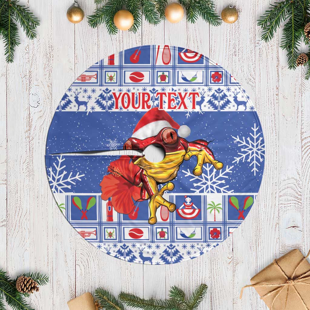 Personalized Puerto Rico Christmas Tree Skirt Coqui With Red Maga Flower - Wonder Print Shop