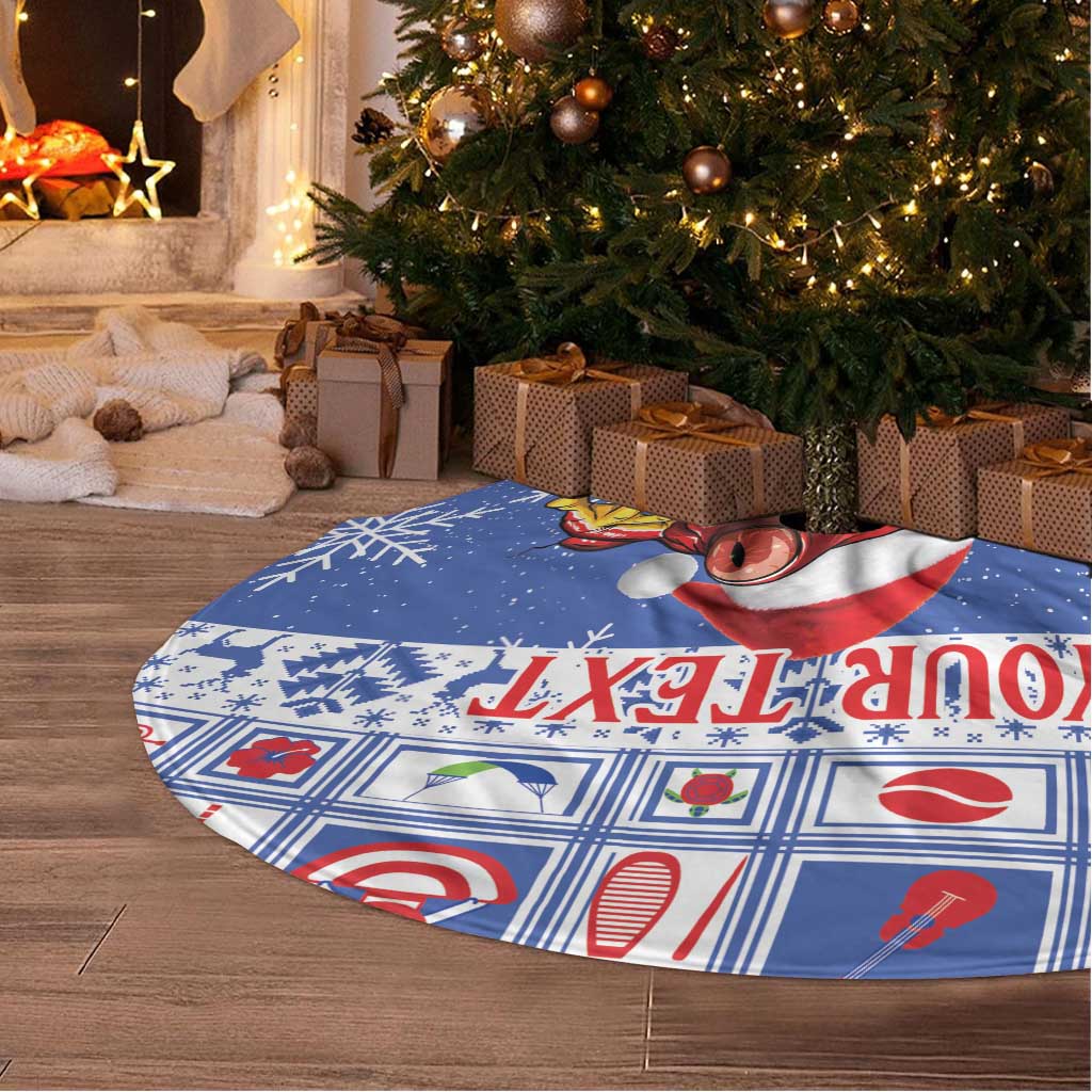 Personalized Puerto Rico Christmas Tree Skirt Coqui With Red Maga Flower - Wonder Print Shop