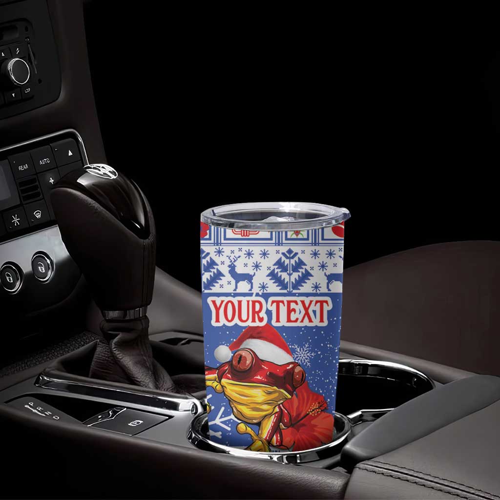 Personalized Puerto Rico Christmas Tumbler Cup Coqui With Red Maga Flower - Wonder Print Shop