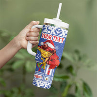 Personalized Puerto Rico Christmas Tumbler With Handle Coqui With Red Maga Flower - Wonder Print Shop