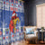 Personalized Puerto Rico Christmas Window Curtain Coqui With Red Maga Flower - Wonder Print Shop