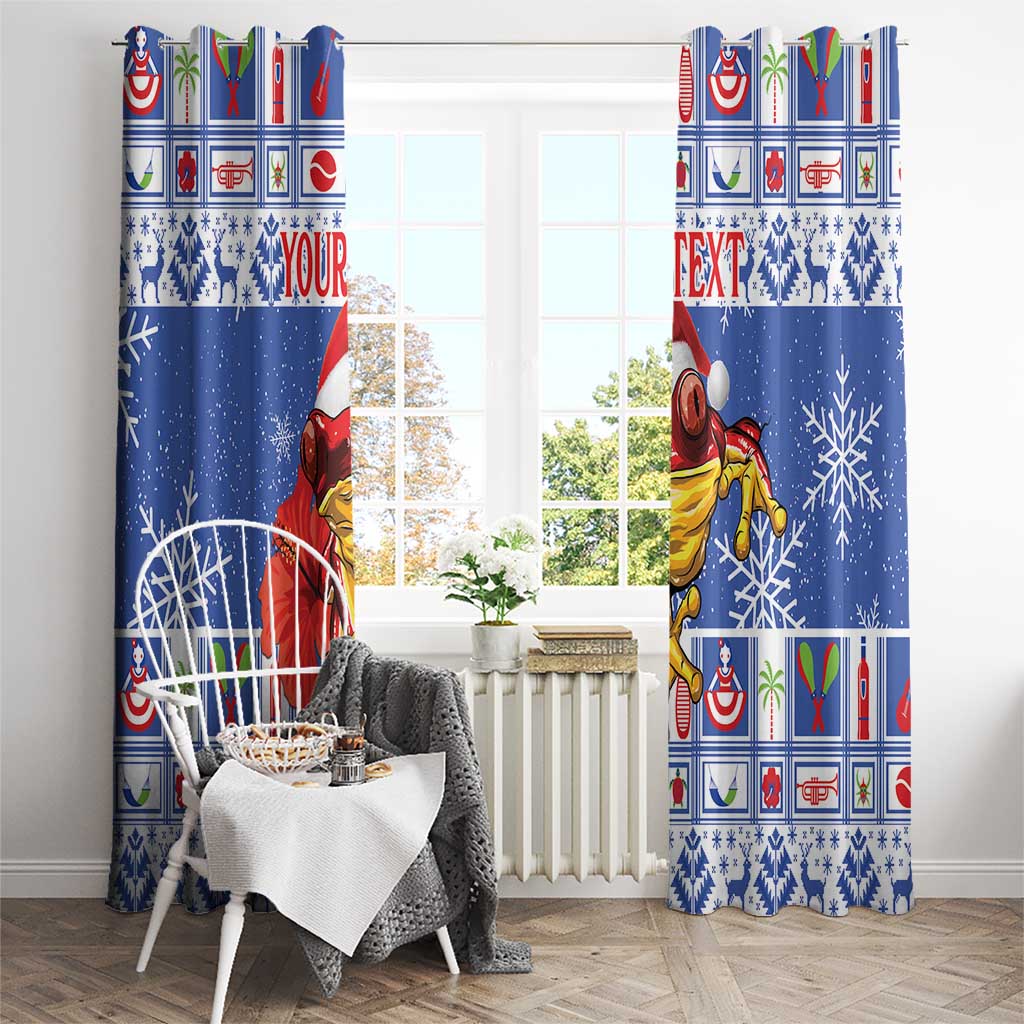 Personalized Puerto Rico Christmas Window Curtain Coqui With Red Maga Flower - Wonder Print Shop