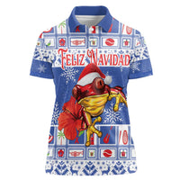 Personalized Puerto Rico Christmas Women Polo Shirt Coqui With Red Maga Flower - Wonder Print Shop