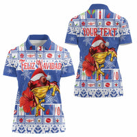 Personalized Puerto Rico Christmas Women Polo Shirt Coqui With Red Maga Flower - Wonder Print Shop