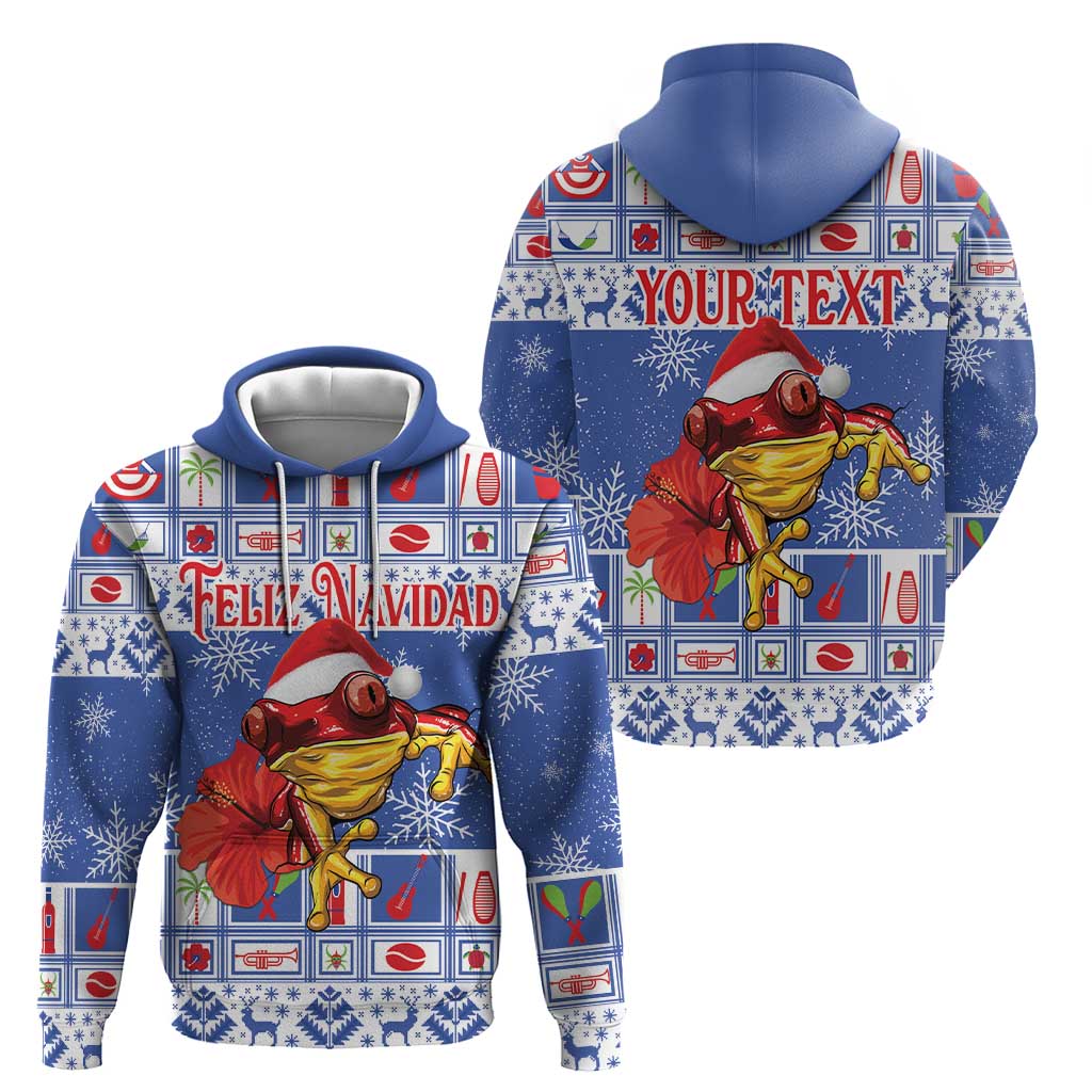 Personalized Puerto Rico Christmas Zip Hoodie Coqui With Red Maga Flower - Wonder Print Shop