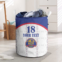 Custom Haiti Football Laundry Basket Les Grenadiers Veve Haitian Vodou White Version - Wonder Print Shop