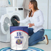 Custom Haiti Football Laundry Basket Les Grenadiers Veve Haitian Vodou White Version - Wonder Print Shop