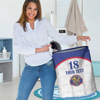 Custom Haiti Football Laundry Basket Les Grenadiers Veve Haitian Vodou White Version - Wonder Print Shop