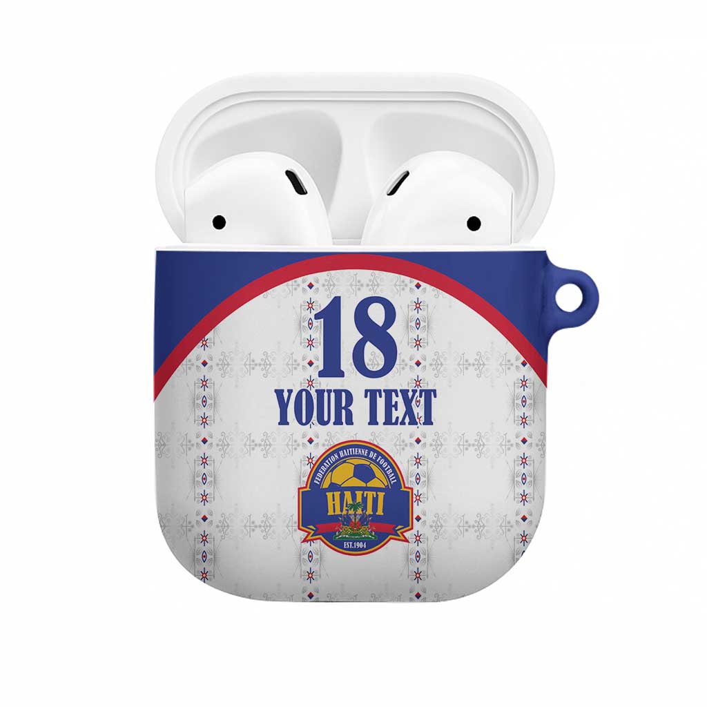 Custom Haiti Football AirPods Case Les Grenadiers Veve Haitian Vodou White Version - Wonder Print Shop
