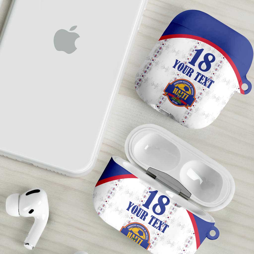Custom Haiti Football AirPods Case Les Grenadiers Veve Haitian Vodou White Version - Wonder Print Shop