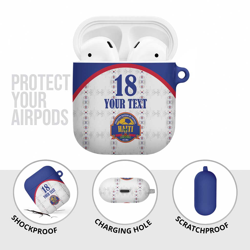 Custom Haiti Football AirPods Case Les Grenadiers Veve Haitian Vodou White Version - Wonder Print Shop