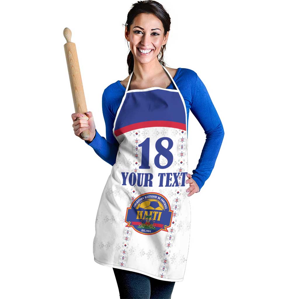 Custom Haiti Football Apron Les Grenadiers Veve Haitian Vodou White Version - Wonder Print Shop
