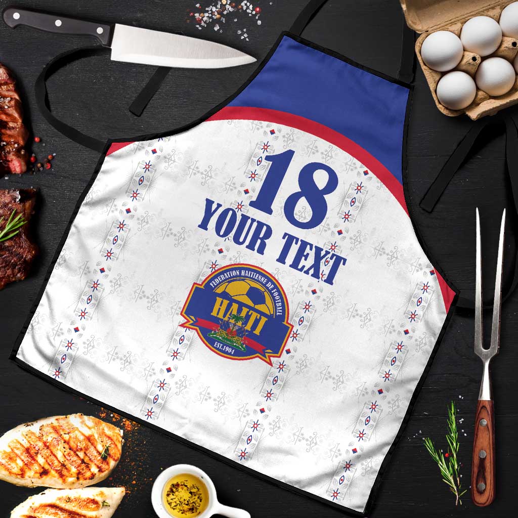 Custom Haiti Football Apron Les Grenadiers Veve Haitian Vodou White Version - Wonder Print Shop